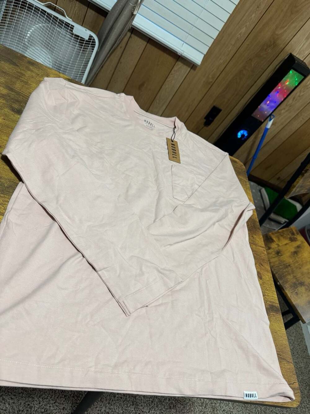 NOBULL Men's Long Sleeve Heavy Cotton Pocket T-Shirt Rose XL New